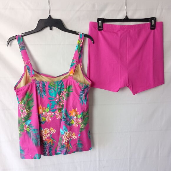 Kim Gravel x Swimsuits for All Tankini & Swim Short Set Pink Floral Size 14 NWT - Picture 5 of 11